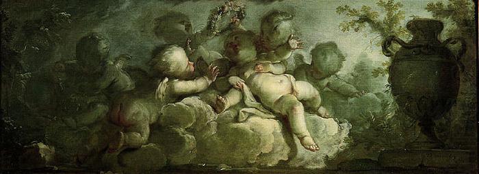 Playing Putti on Clouds, Dirk van der Aa